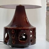 Lamp in ceramic double lighting and fabric