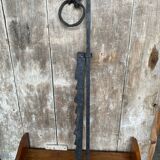 Ancienne crémaillère cuisson cheminée fer forge noir xixe vintage