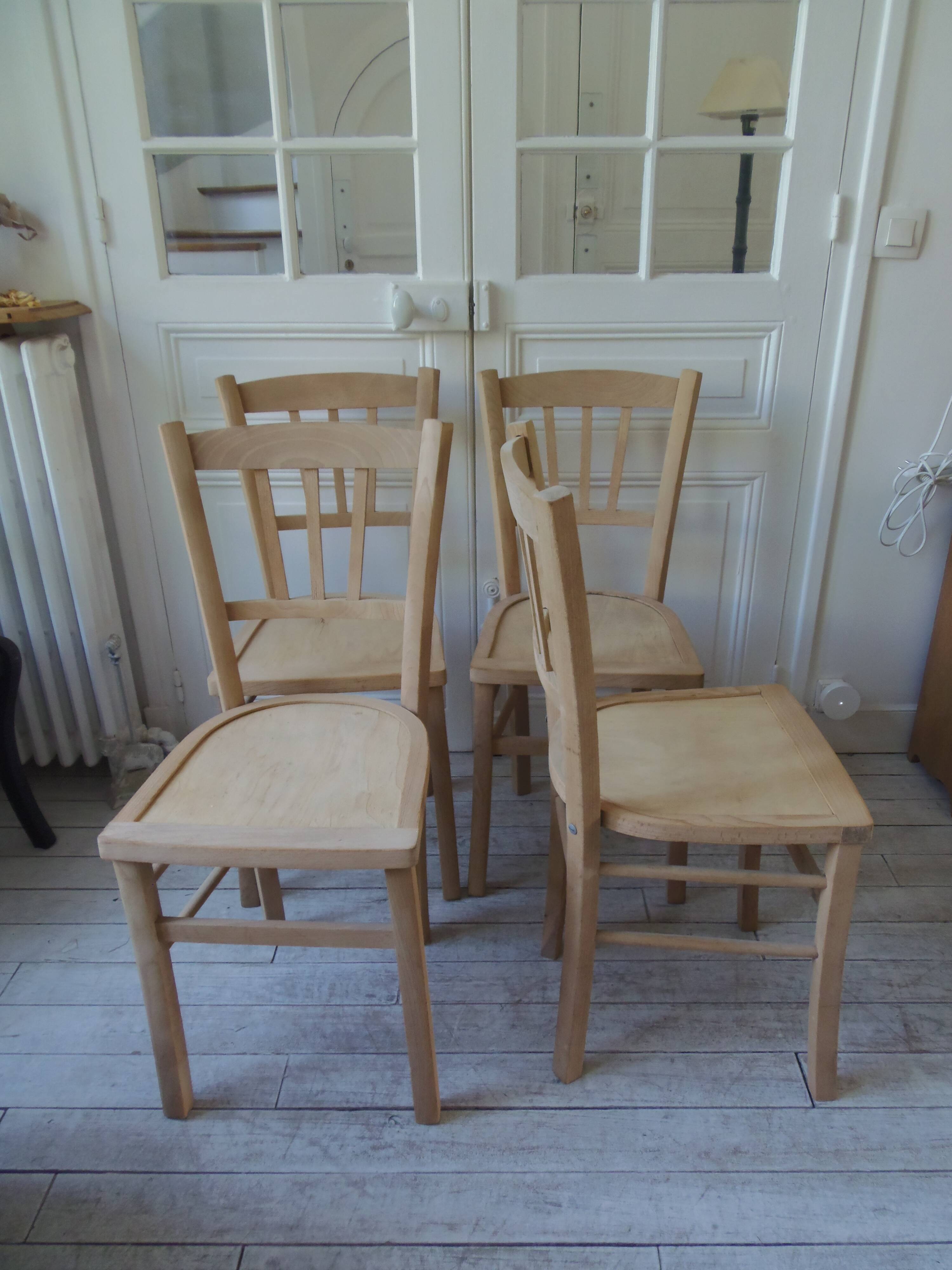 4 vintage bistro chairs in waxed beech.