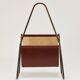 Carl Auböck II Magazine rack Midcentury, brass and brown leather, vintage, Austria