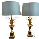 Pair of palm lamps in gilded brass – Maison Boulanger, circa 1980