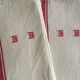 Pair of dishcloths linen monograms old