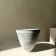 Bowl / large ceramic white catchall with graphic decoration, 1950