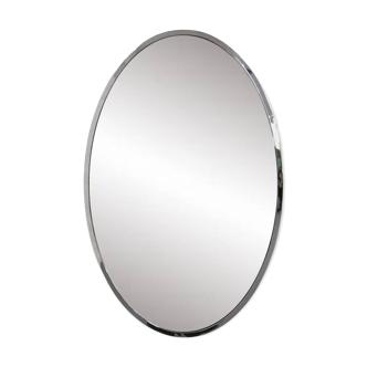 Miroir ovale des années 50 - 60 au contour chromé