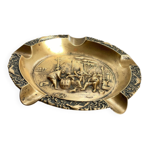 cendrier à décor en - laiton