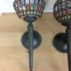 3 appliques balls colored glass and metal, 80s