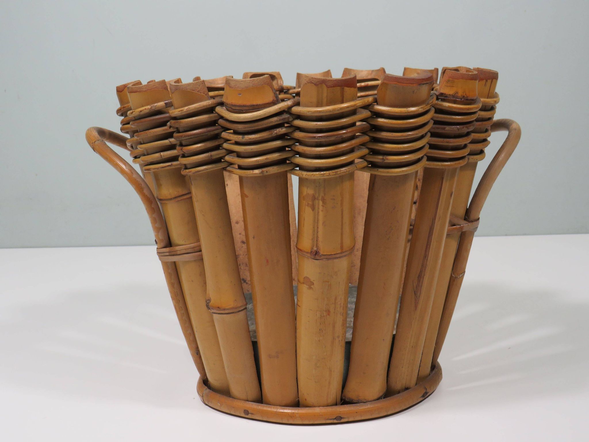 Bamboo cache pot/jardinère French 1950-1960