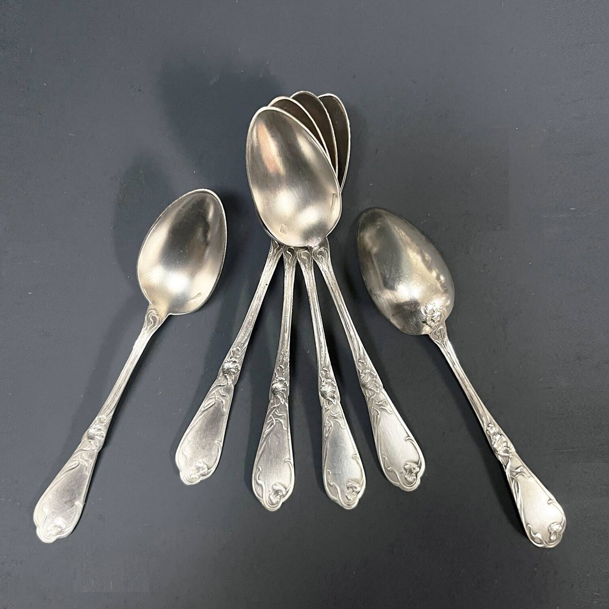 6 petites cuillers Boulenger Art Nouveau