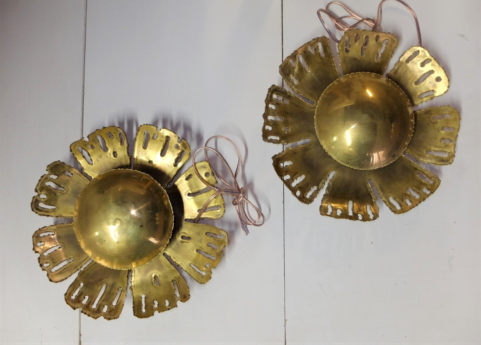 Svend Aage Holm, pair of Scandinavian wall lamps, "Flowers" from 1960