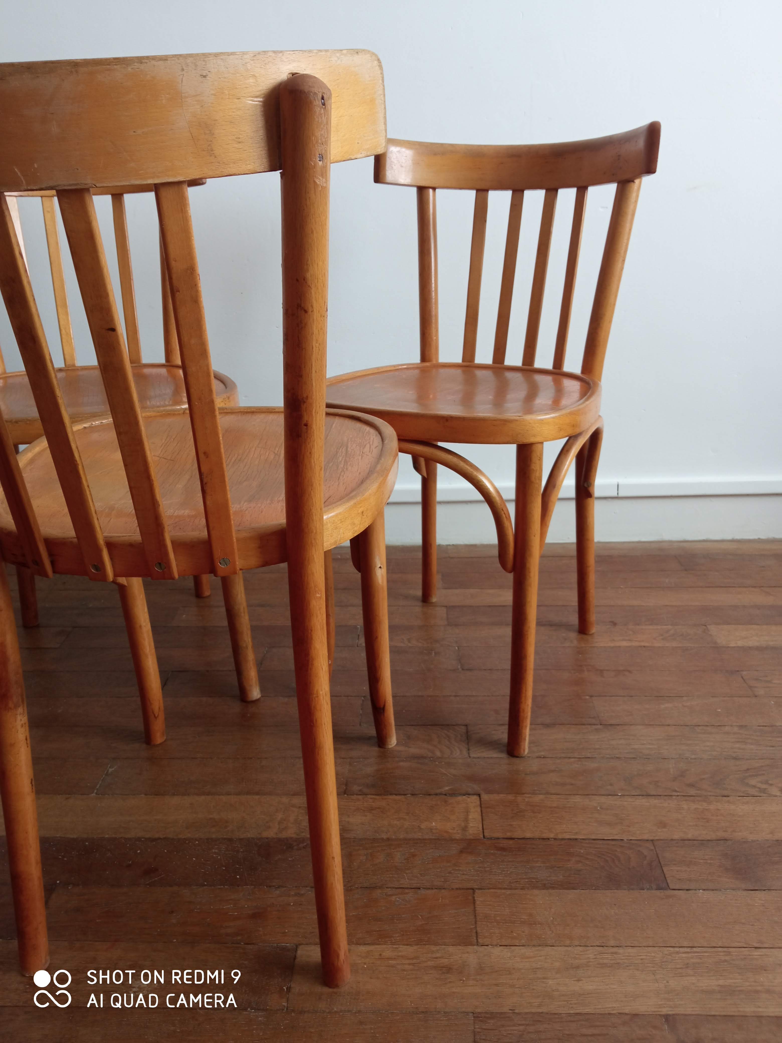 Trio de chaises bistrot vintage