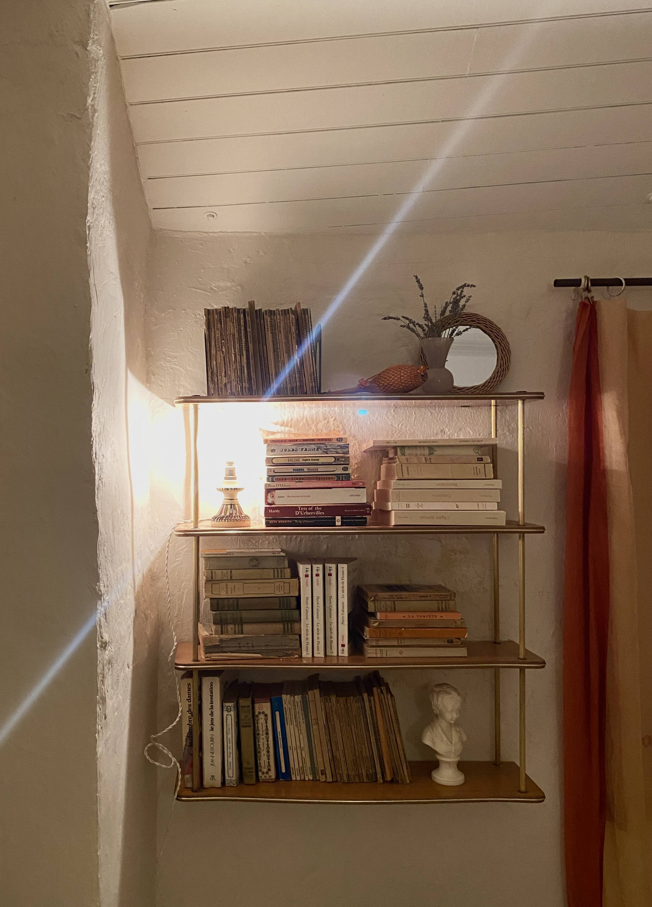 Mini ceramic lamp, braided fabric cable