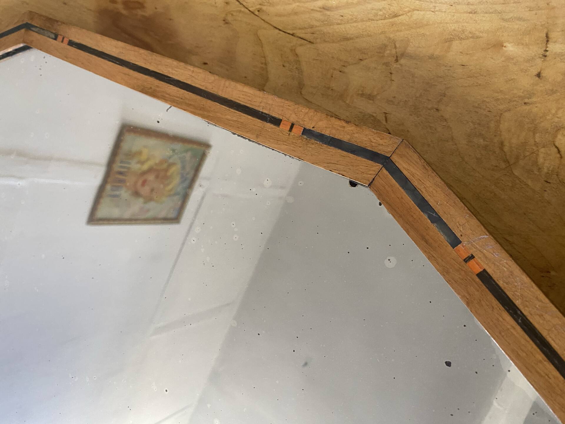 Miroir Art déco vintage bois marqueté