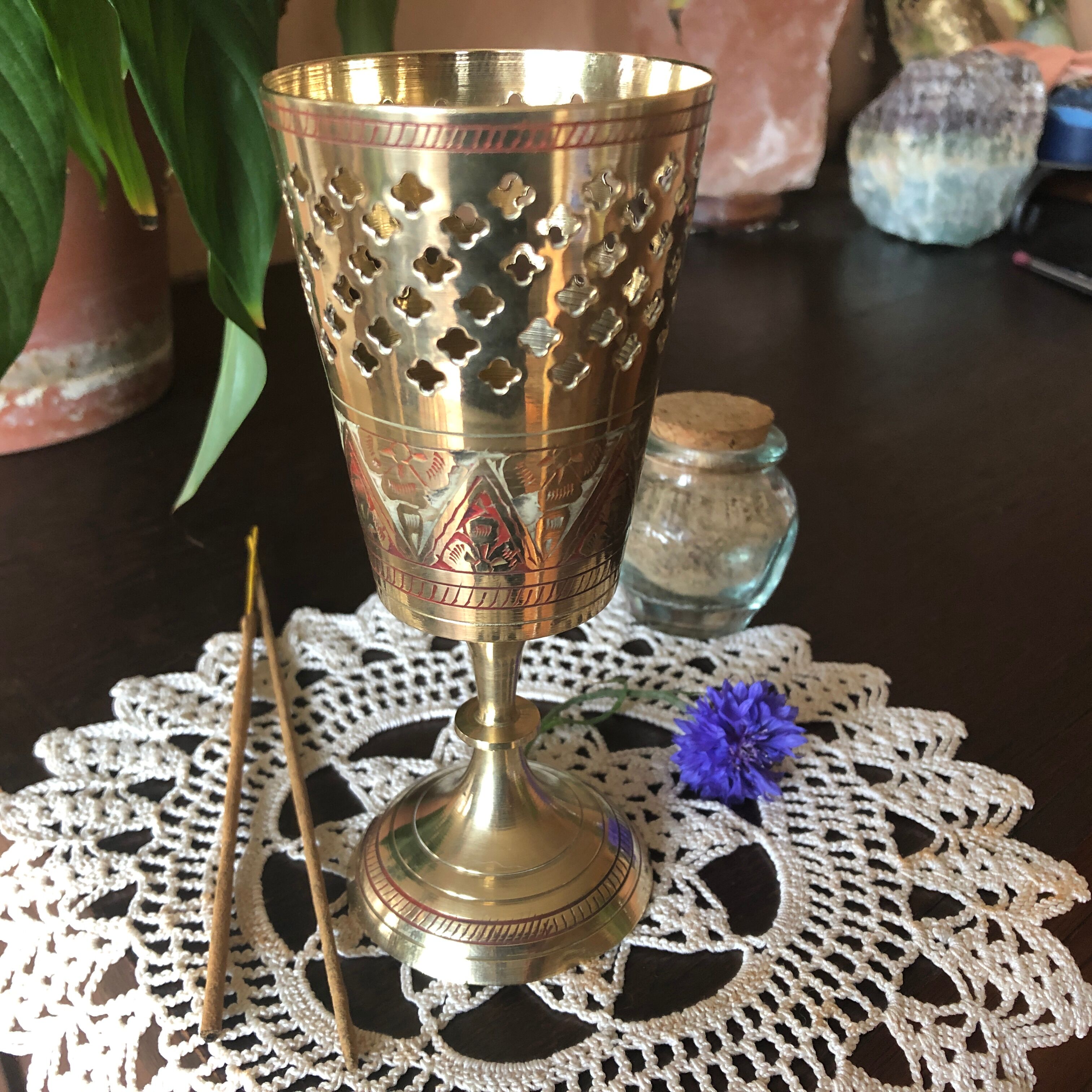 Golden brass incense holders INDIA.