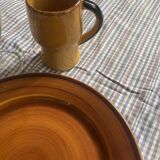 7 flat plates in earthenware Saint Clément vintage brown