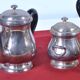Service, tea, coffee, in silver metal François Frionnet