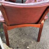 Scandinavian armchair with footrest