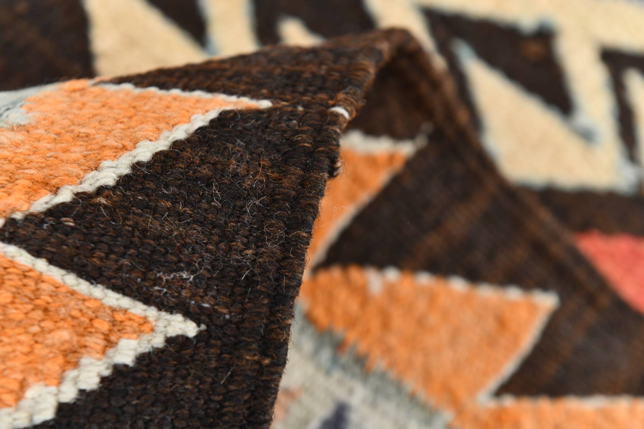3x10 Turkish Orange & Burgundy Kilim Runner Rug, 92x302Cm