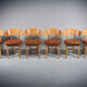 Vintage dining chairs in natural leather and beech Italy