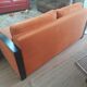 3-seater convertible sofa in brick orange & blackened wood – Diva Salon x Simm
