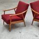 Pair of Czechoslovak armchairs 1960 red pink 1960