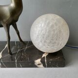Art Deco lamp with a doe and its original glass globe