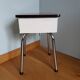 Stool shoeshine chest in formica and chromed metal