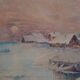 Old watercolor painting of seaside landscape signed H. Jeannolle 19th century