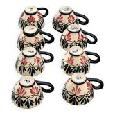 Lot of 8 liqueur cups, Saint Jean de Brittany, numbered 1959, hand painted