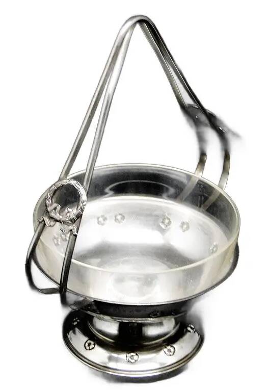 Art Nouveau sugar bowl, silver-plated brass, Poland, 1930s
