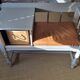 Banc téléphone et son siège cuir camel