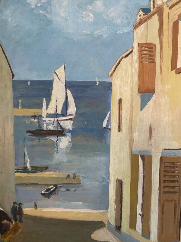 Vue de village signé Cousin de 1945