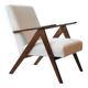 Fauteuil en tissu bouclette blanc et bois, milieu XXème