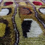 Scandinavian Hand-Knotted Woolen Rya Rug, Sweden, 1960s