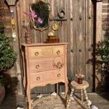 Petite commode ART DÉCO esprit coiffeuse terracotta