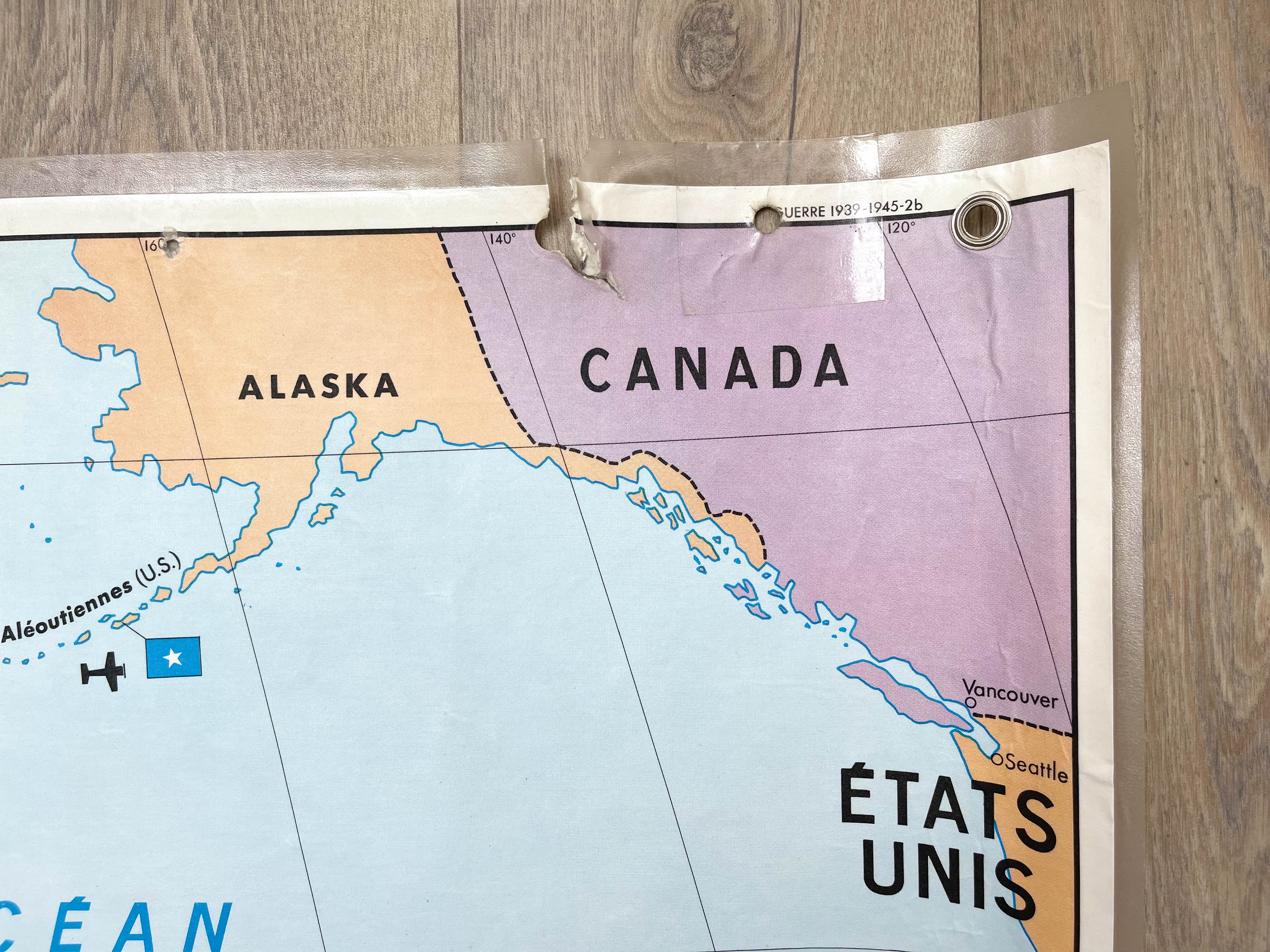 Vintage school map war in europe and the pacific mdi year 1975