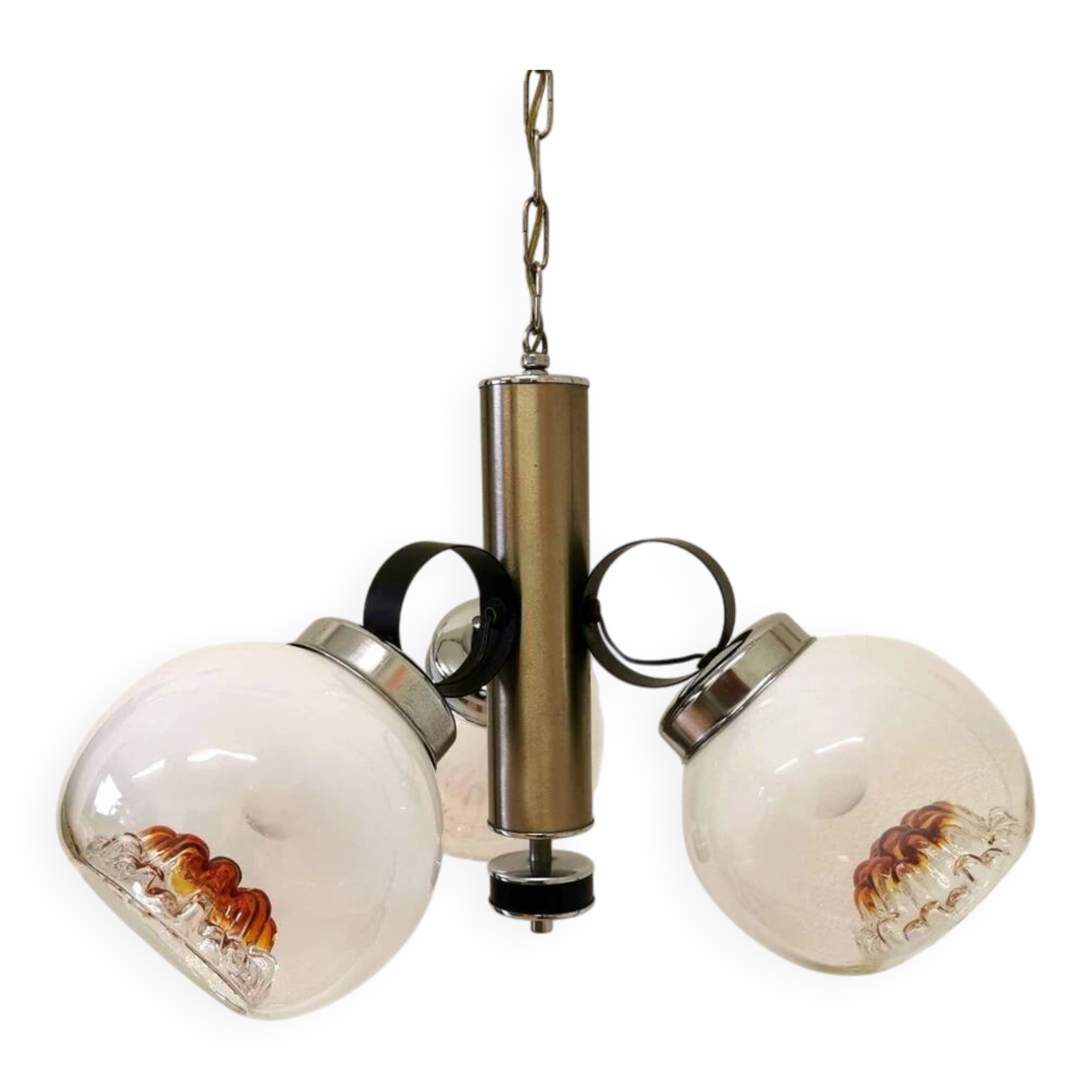 Vintage Mazzega Murano Glass Chandelier: Mid-Century Italian Pendant Light