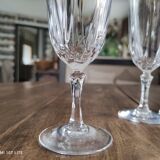 Set of 6 vintage champagne flutes in chiseled crystal