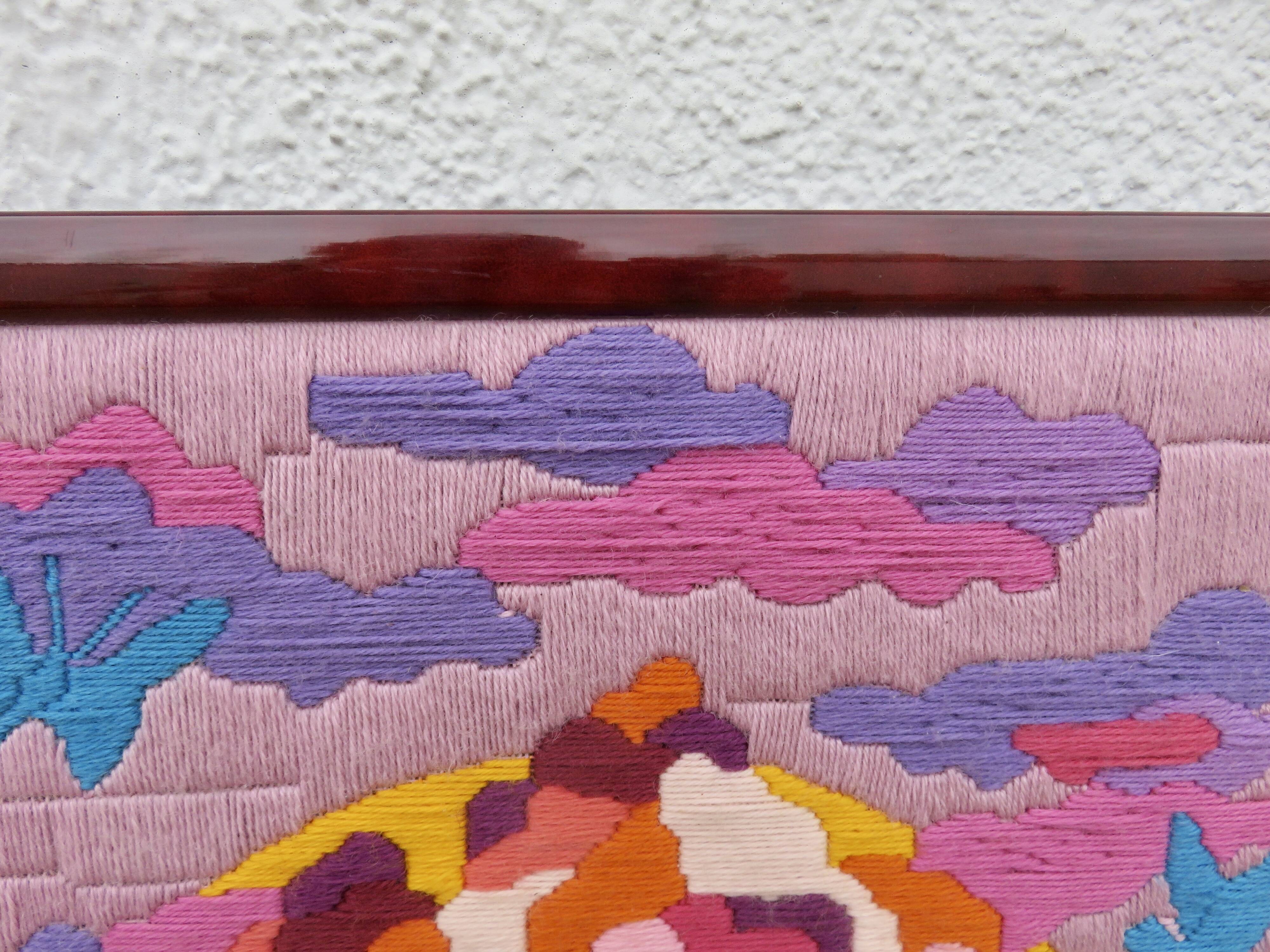 Psychedelic tapestry, futuristic, typical of 70s design.