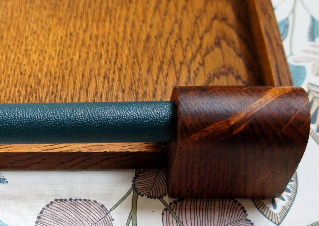 Oak & skai tray, circa 1940