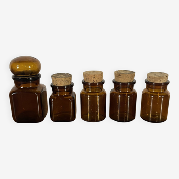 Set of 5 pharmacy jars