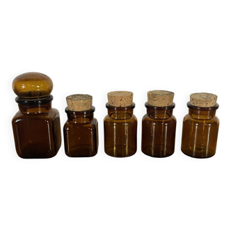 Set of 5 pharmacy jars