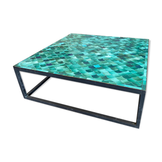Table basse en zellige artisanal 100x100x33 cm