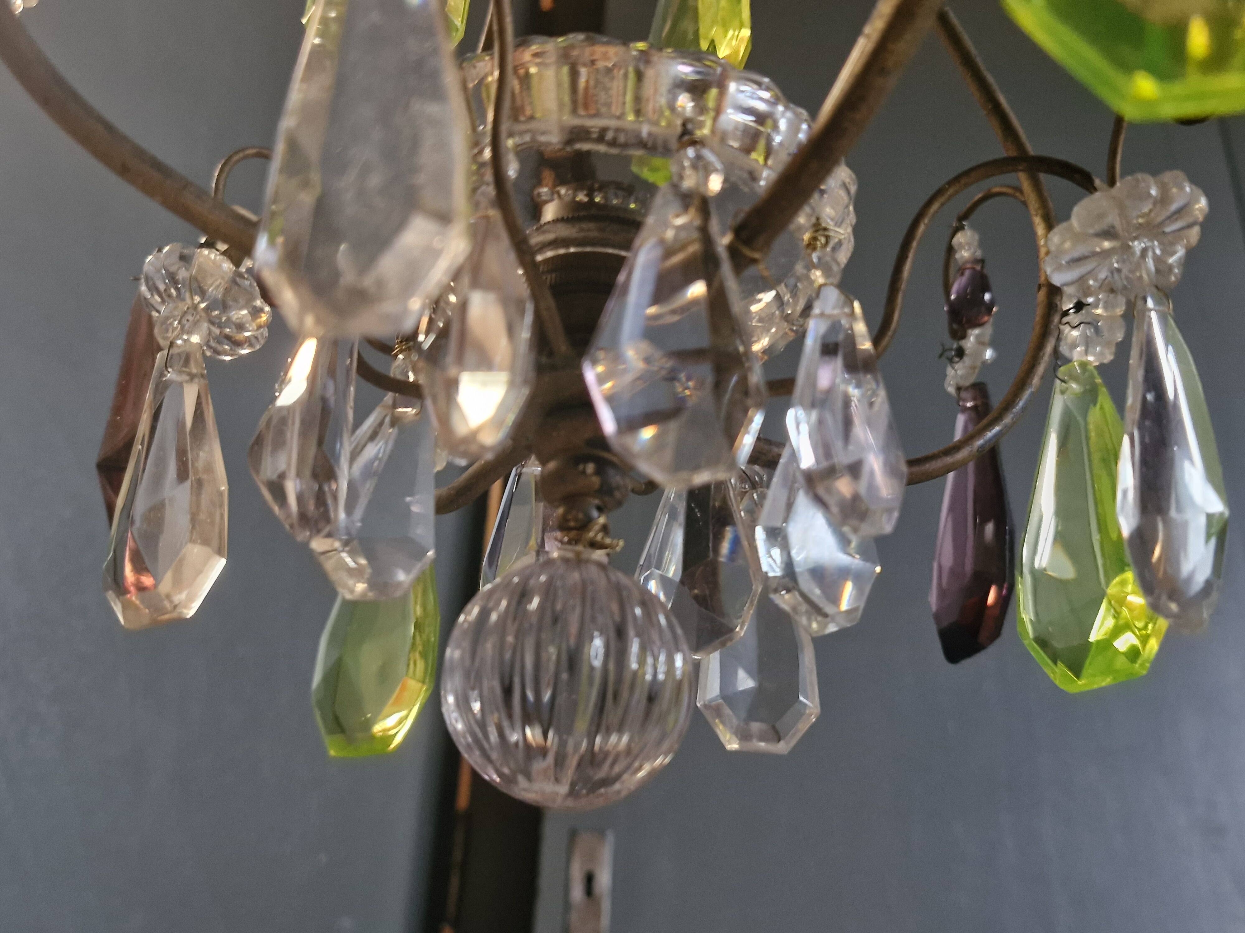 Small crystal boudoir chandelier - 1 light Bobeche signed Baccarat Epoque