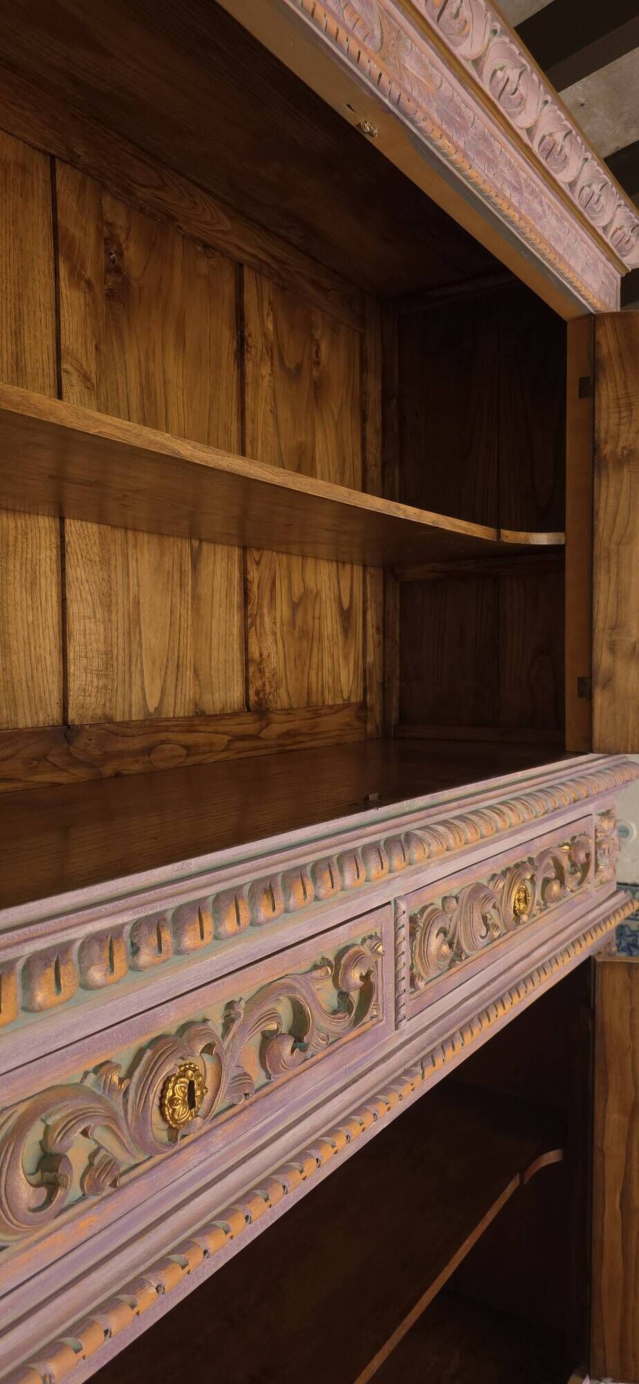 19th-century Renaissance Revival two-body cabinet: inspired by Monet's water lilies.