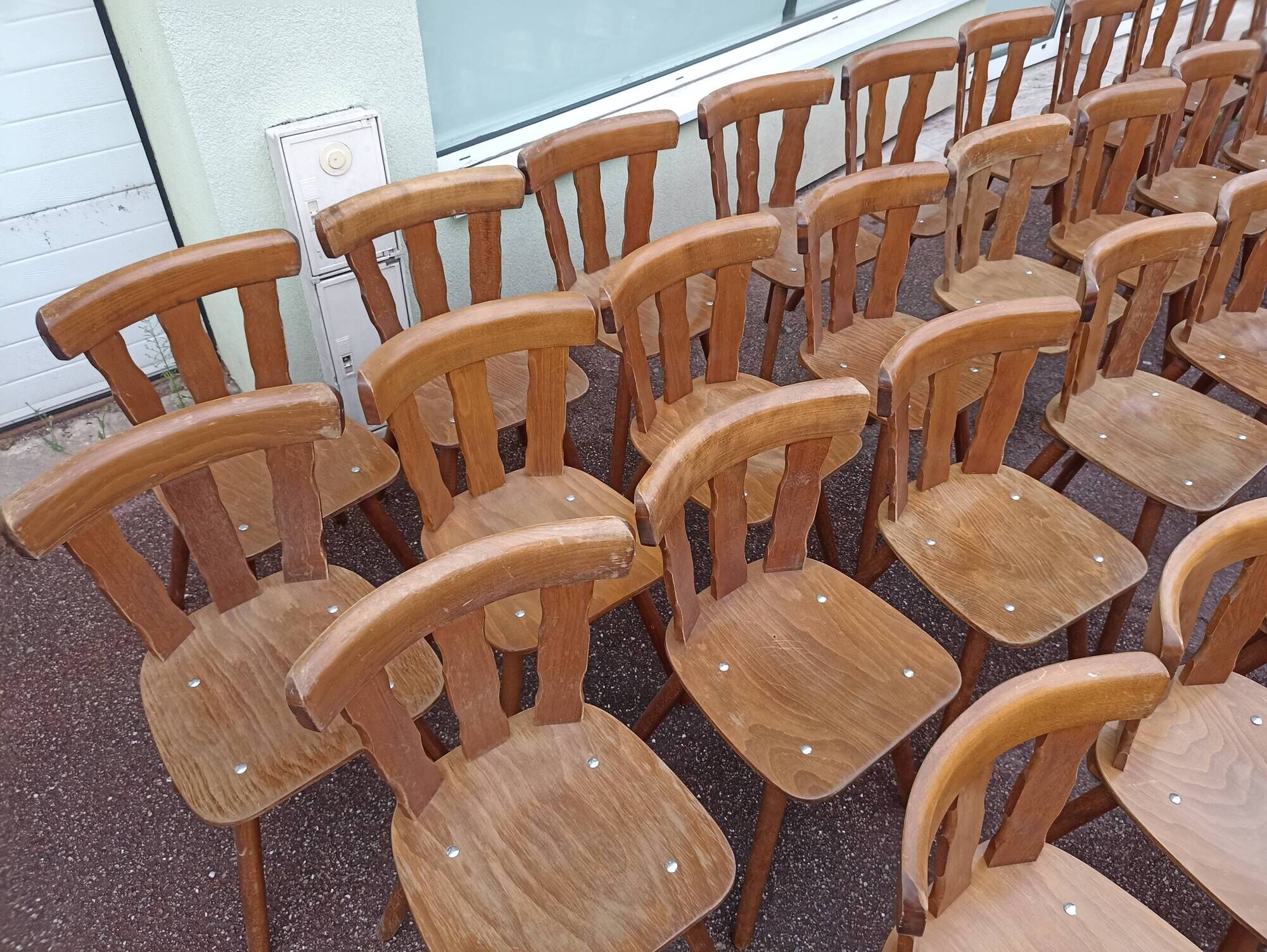 Set of 60 bistro cafe bar restaurant chairs - wood - vintage