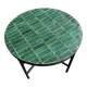 Round coffee table in emerald green zellige – Moroccan craftsmanship
