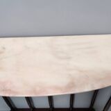 Neoclassical Style Turned Beech Console Table with a Demilune Marble Top, Italy