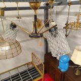 Vintage 70s chandelier with 3 clear glass globes
