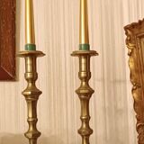 Pair of Empire period brass candlesticks
