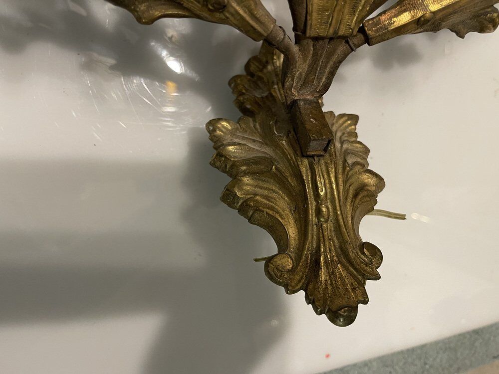 Vintage Italian Gold Gilded Tole Sconces, 1960s, Set of 2